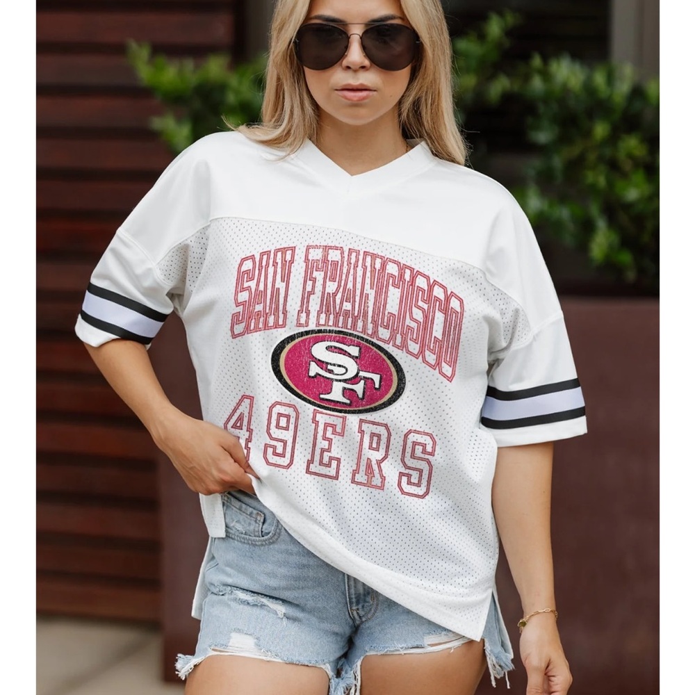 SAN FRANCISCO 49ERS A STEP AHEAD OVERSIZED MESH TEE